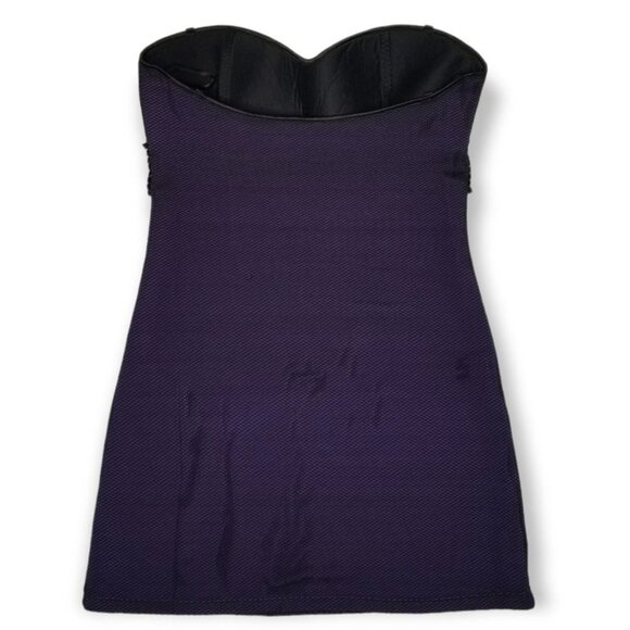 Coquette Purple Body Con Fitted Mini Dress Fishnet Overlay Pyramid Stud Punk Emo - Picture 4 of 8